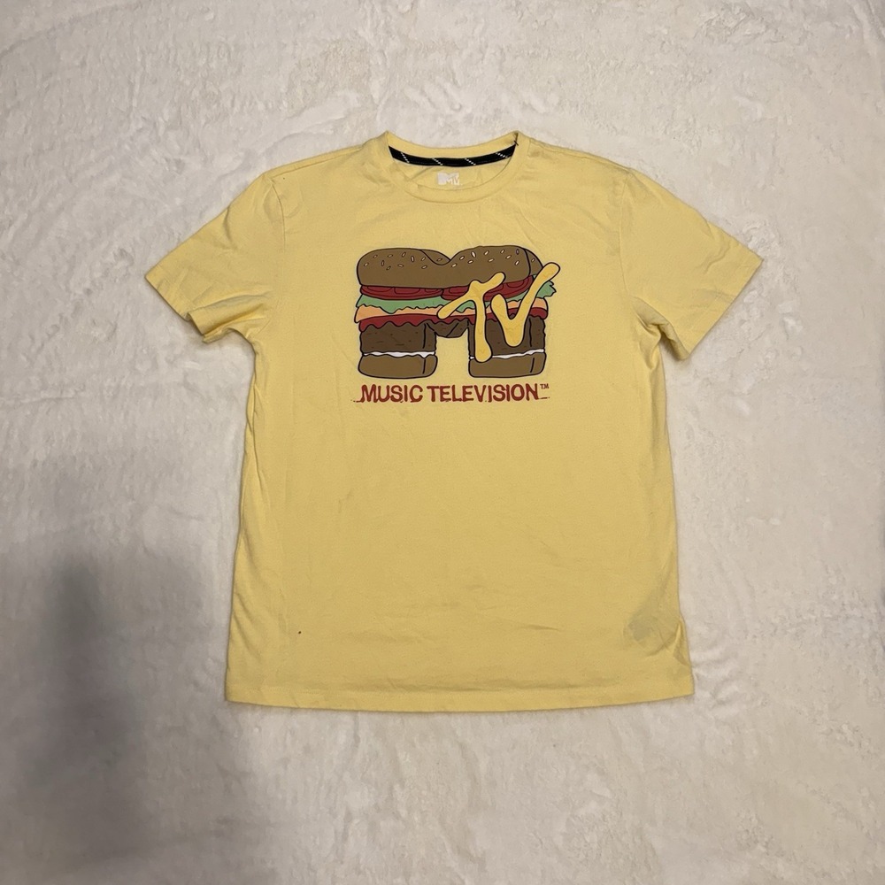 MTV T-Shirt Music Television Hamburger Graphic Tee Youth SZ 2X (18) Pit Pit19in